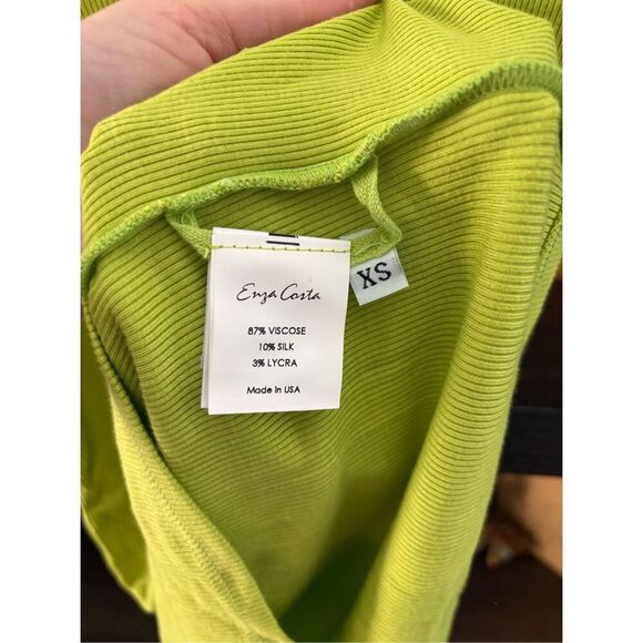 NWOT Enza Costa Silk Blend Tank Mini Dress In Kiwi Green Size XS - Picture 4 of 5